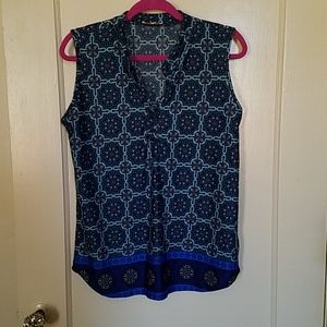 Blue funky floral tank